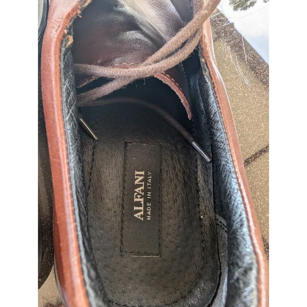 ALFANI Mens oxfords Size 10.5M Dress Shoes Leather Brown Lace-up 32711